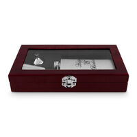 18th Birthday Hip Flask Gift Set in Wooden Box