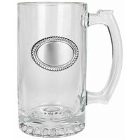Glass Beer Mug with Pewter-Look Engraving Plate (500ml)