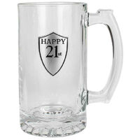 21st Birthday Glass Beer Stein (500ml)