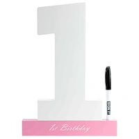 Pink & White 1st Birthday Sign It Block