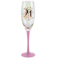 21st Birthday Pink & Rose Gold Champagne Glass