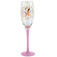 50th Birthday Pink & Rose Gold Champagne Glass