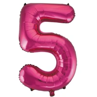 Magenta Number 5 Decrotex Foil Balloon (34")