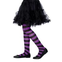 Kids Striped Tights Purple