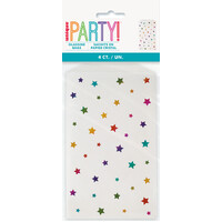 White & Rainbow Star Pattern Treat Bags - Pk 4