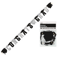 Black/White "Congrats Grad" Jointed Banner (1.37m)