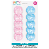 Team Boy & Team Girl Gender Reveal Pin Badges - Pk 10