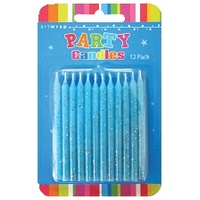 Glitter Royal Blue Birthday Candles - Pk 12
