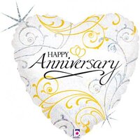 Happy Anniversary Filigree Heart Foil Balloon (45cm)