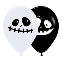 Asstd. 30cm Black/White Halloween Ghosts Sempertex Balloons - Pk 12
