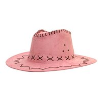 Adults Pink Faux Suede Cowboy Hat