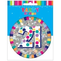 Multicolour Dot Holo Silver Large 21st Birthday Badge