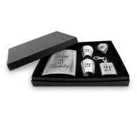 21st Birthday Hip Flask Deluxe Gift Set