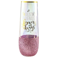 Best Friends Pink Glitterati Stemless Champagne Glass
