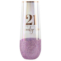 21 Twenty-One Purple Glitterati Stemless Champagne Glass