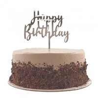 "Happy Birthday" Silver Cake Topper