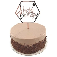 Hexagon "Happy Birthday" Rose Gold Cake Topper