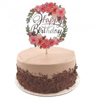Floral Wreath "Happy Birthday" Cake Topper