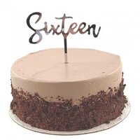 "Sixteen" Silver Cake Topper