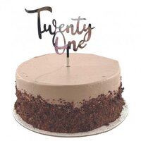 "Twenty One" Silver Cake Topper