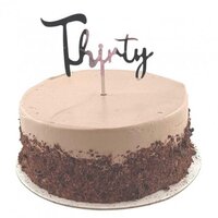 "Thirty" Silver Cake Topper
