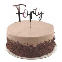 "Forty" Silver Cake Topper