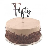 "Fifty" Silver Cake Topper
