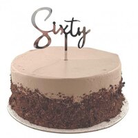 "Sixty" Silver Cake Topper