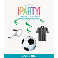 Soccer 3D Hanging Swirl Decorations - Pk 3