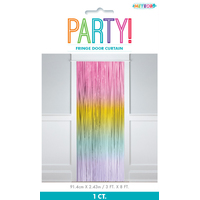 Pastel Rainbow Fringed Foil Curtain (91x243cm)