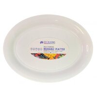 Medium Reusable White Plastic Oval Food Platter (47x35x4cm)