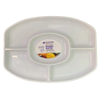 4-Section Reusable White Divided Serving Platter (46x32x3cm)