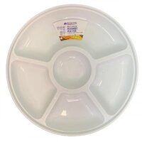 5-Section Reusable White Divided Serving Platter (31x3cm)