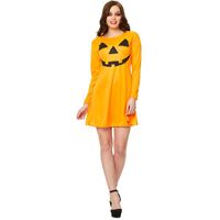 Women's Halloween Pumpkin Dress - Orange (Polyester)