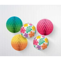 Summer Hibiscus Honeycomb Paper Lanterns - Pk 5