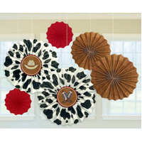 Wild West Paper Fan Decorations - Pk 6