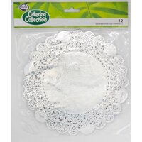 Metallic Silver Paper Doyleys (21cm) - Pk 12