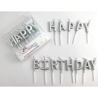 "Happy Birthday" Silver Candles