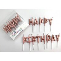 "Happy Birthday" Rose Gold Candles