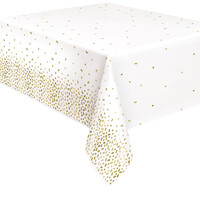 White & Gold Confetti Dots Table Cover (137x213cm)