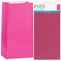 Hot Pink Paper Treat Bags - Pk 12