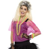 Adults' Neon Pink 80s Fishnet Top