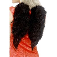 Fluffy Black Feather Angel Wings