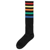 Rainbow Striped Black Knee Socks