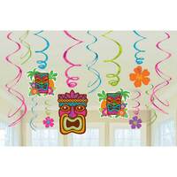 Tiki Luau Foil Swirl Hanging Decorations - Pk 6