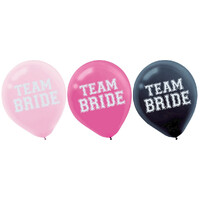 Asstd. 30cm 'Team Bride' Latex Balloons - Pk 15