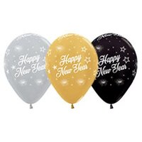 30cm Happy New Year Stars Latex Balloons - Pk 50