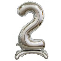 76cm Silver Number 2 Standing Foil Balloon