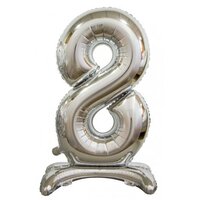 76cm Silver Number 8 Standing Foil Balloon
