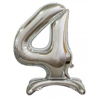 76cm Silver Number 4 Standing Foil Balloon*